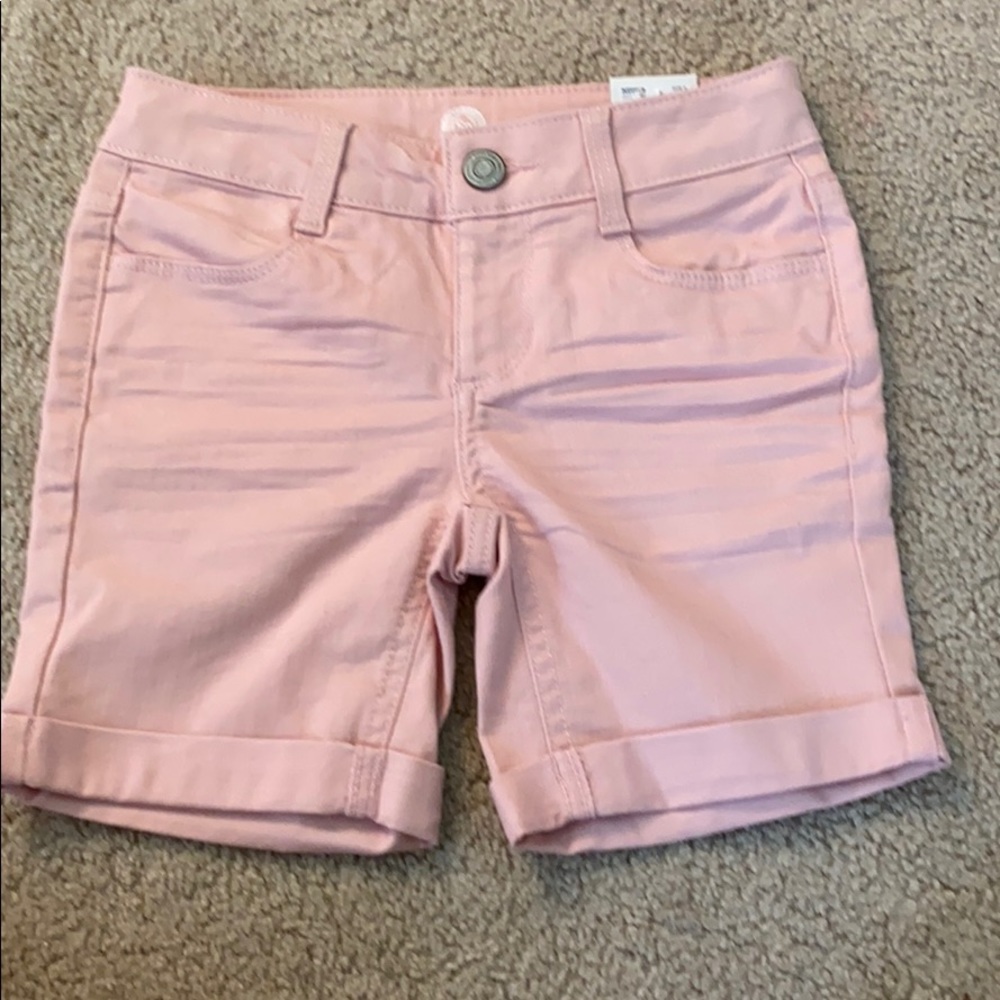 long pink jean shorts